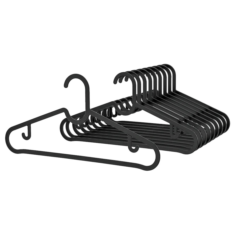 10-Pack IKEA SPRUTTIG
Hanger, black, clothes closet organizing, spring cleaning